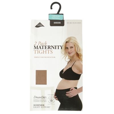 Pack of two natural 10D sheer maternity tights